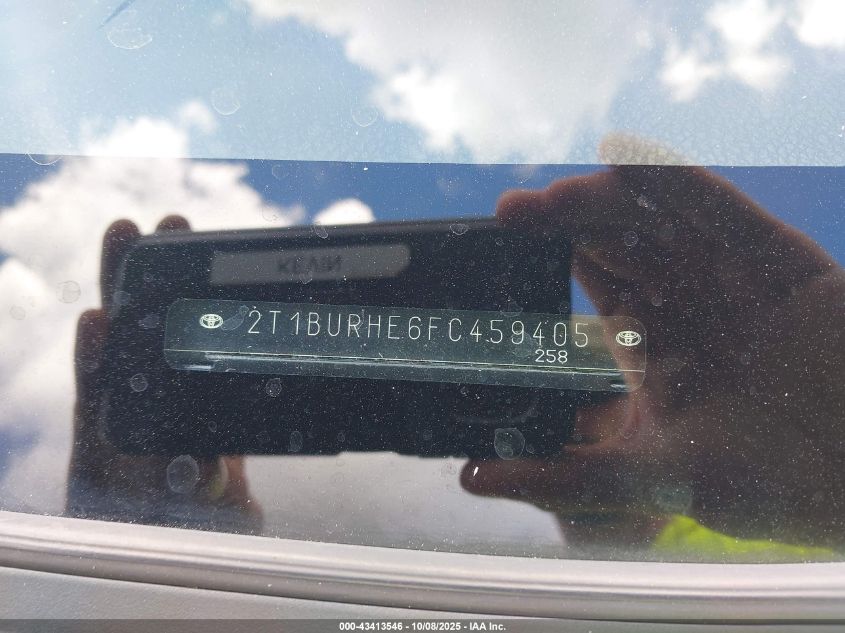 2015 Toyota Corolla L VIN: 2T1BURHE6FC459405 Lot: 43413546