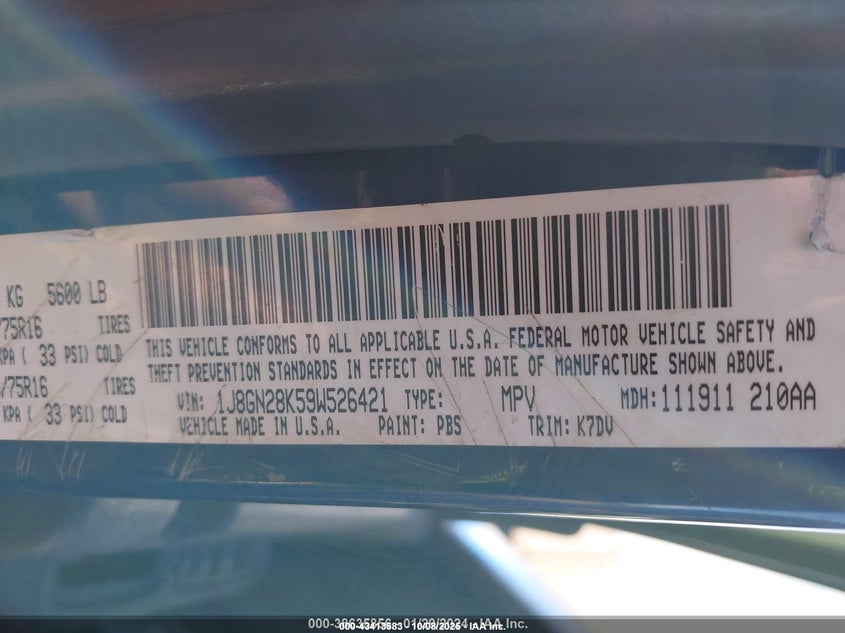 1J8GN28K59W526421 2009 JEEP LIBERTY (NORTH AMERICA) photo no. 9