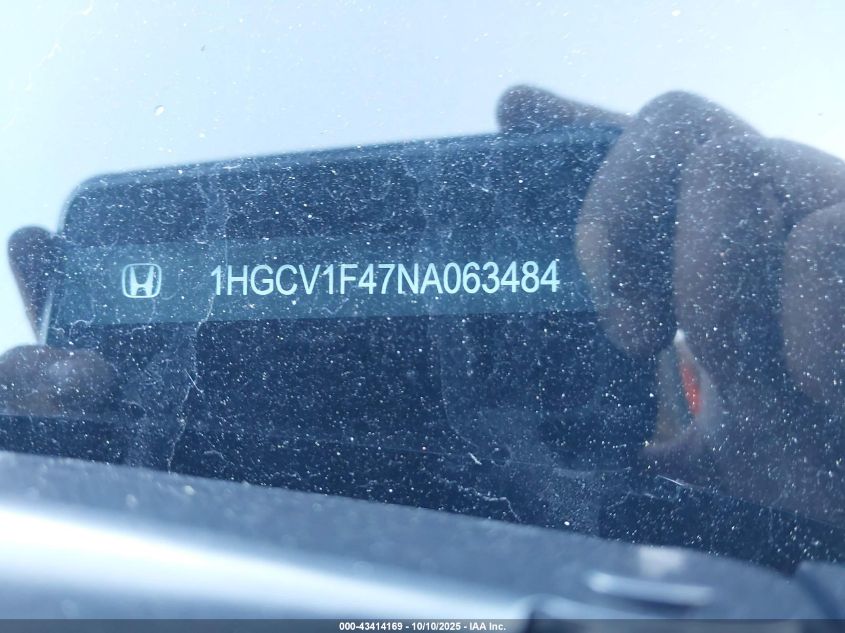 2022 Honda Accord Sport Special Edition VIN: 1HGCV1F47NA063484 Lot: 43414169