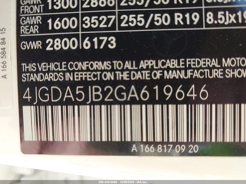 2016 MERCEDES-BENZ GLE 350 4JGDA5JB2GA619646