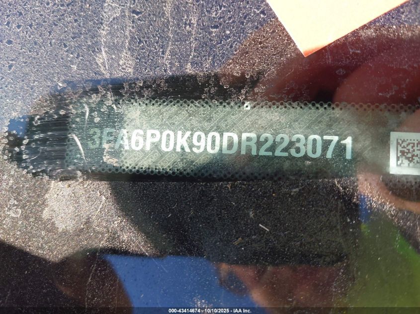 2013 Ford Fusion Titanium VIN: 3FA6P0K90DR223071 Lot: 43414674