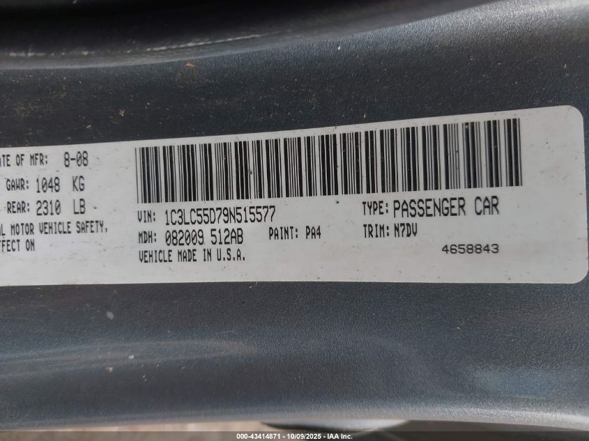 2009 Chrysler Sebring Touring VIN: 1C3LC55D79N515577 Lot: 43414871