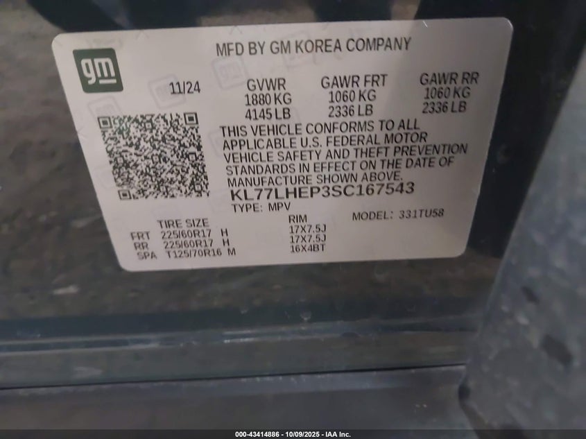 2025 CHEVROLET TRAX FWD LT KL77LHEP3SC167543