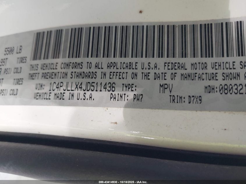 2018 Jeep Cherokee Latitude Plus Fwd VIN: 1C4PJLLX4JD511436 Lot: 43414930
