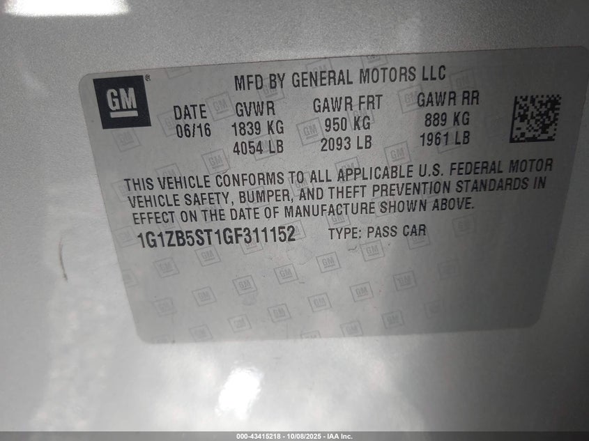 2016 CHEVROLET MALIBU LS - 1G1ZB5ST1GF311152