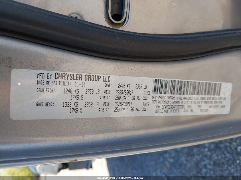 2015 Dodge Journey Se VIN: 3C4PDCAB4FT577971 Lot: 43415278