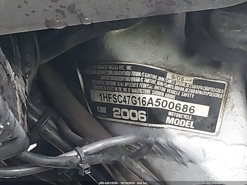 2006 Honda Gl1800 VIN: 1HFSC47G16A500686 Lot: 43415288