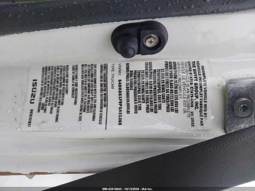 2023 Isuzu Ftr VIN: 54DK6S1F9PSA51368 Lot: 43415443