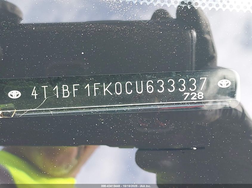 2012 Toyota Camry Se Limited Edition VIN: 4T1BF1FK0CU633337 Lot: 43415448