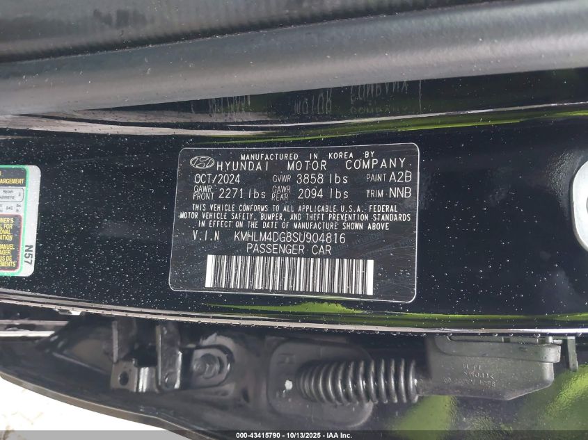 2025 Hyundai Elantra Sel Sport VIN: KMHLM4DG8SU904816 Lot: 43415790