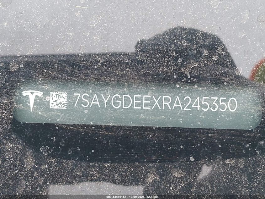 2024 Tesla Model Y Long Range Dual Motor All-Wheel Drive VIN: 7SAYGDEEXRA245350 Lot: 43416158