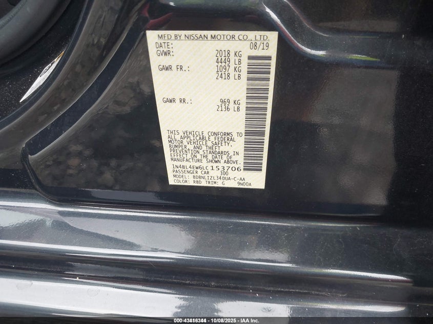 2020 NISSAN ALTIMA SL INTELLIGENT AWD 1N4BL4EW6LC153706