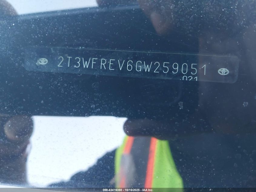 2016 Toyota Rav4 Xle VIN: 2T3WFREV6GW259051 Lot: 43416388