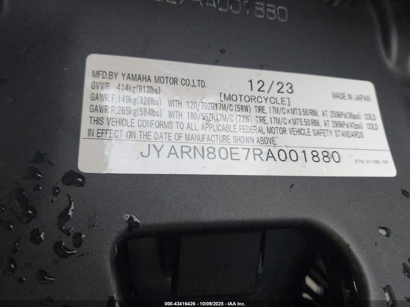 2024 YAMAHA MTM890 JYARN80E7RA001880