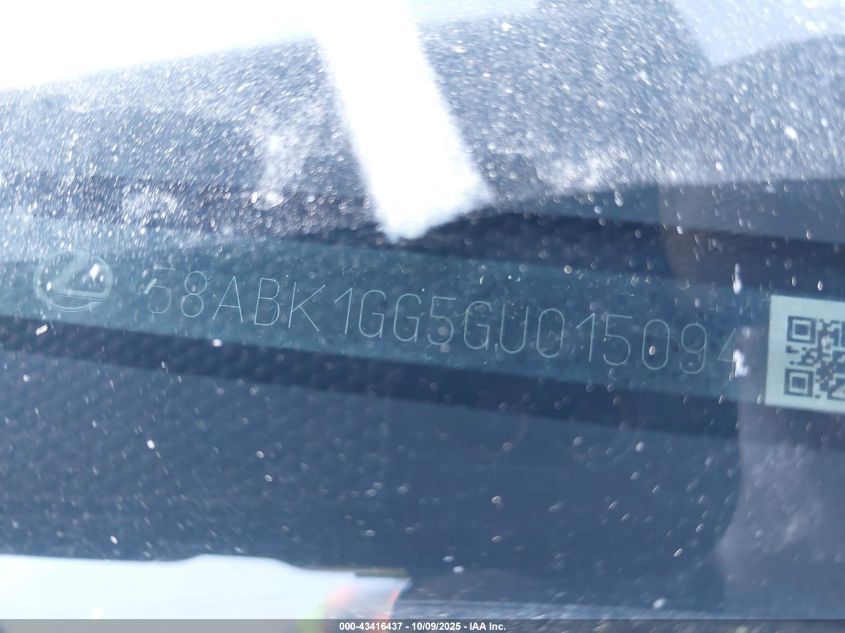 2016 Lexus Es 350 VIN: 58ABK1GG5GU015094 Lot: 43416437