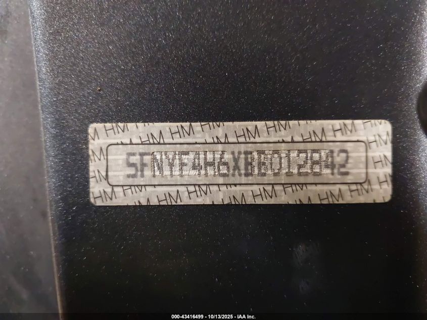 2011 Honda Pilot Ex-L VIN: 5FNYF4H6XBB012842 Lot: 43416499