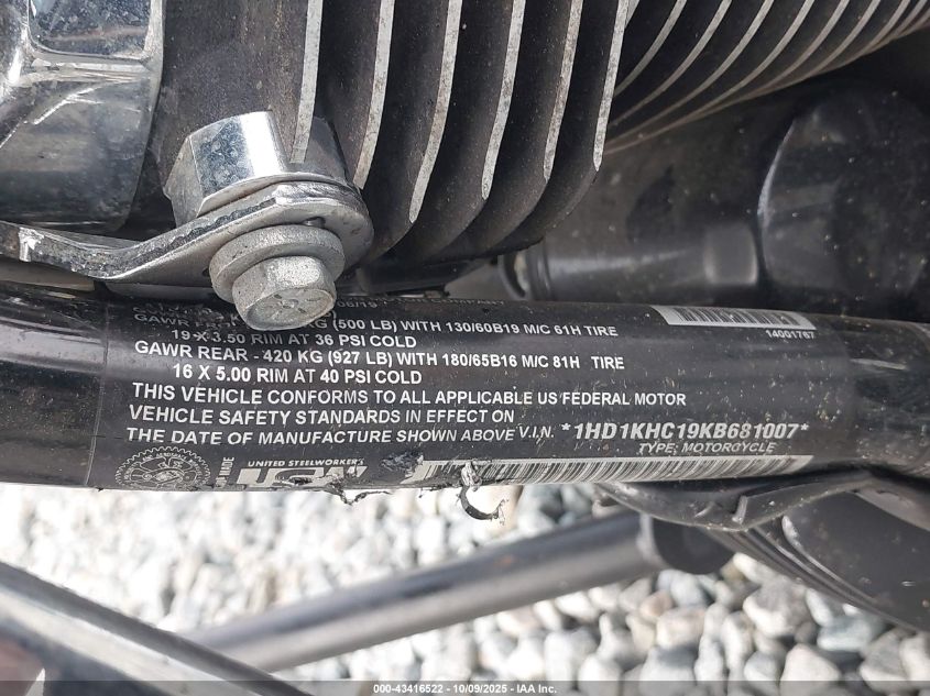 2019 Harley-Davidson Fltrx VIN: 1HD1KHC19KB681007 Lot: 43416522