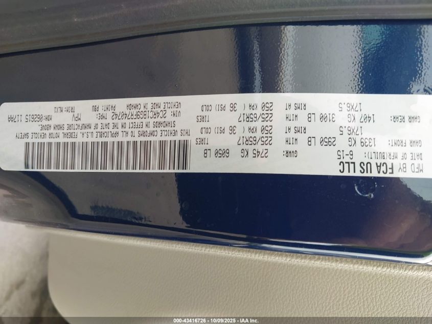 2015 Chrysler Town & Country Touring VIN: 2C4RC1BG9FR740742 Lot: 43416726