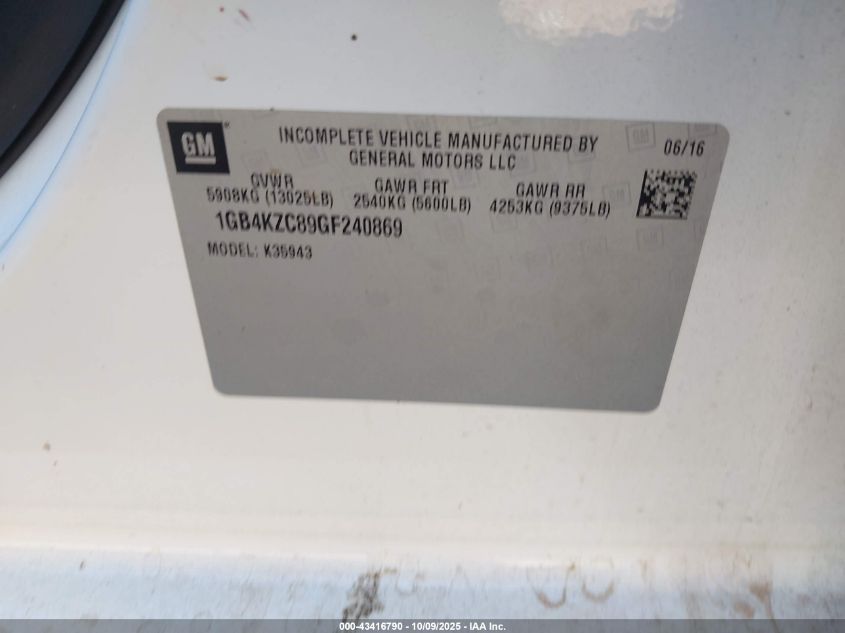 2016 Chevrolet Silverado 3500Hd Lt VIN: 1GB4KZC89GF240869 Lot: 43416790