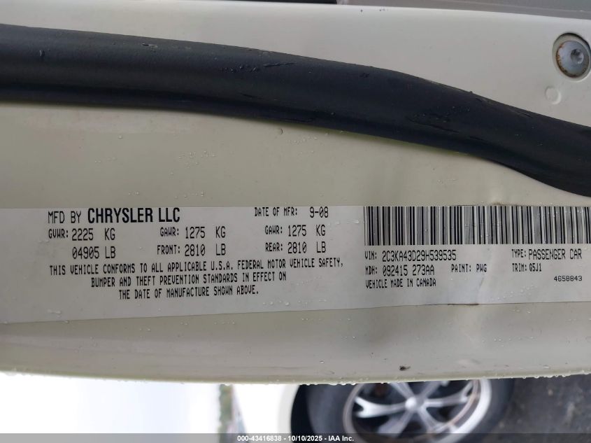 2009 Chrysler 300 Lx VIN: 2C3KA43D29H539535 Lot: 43416838