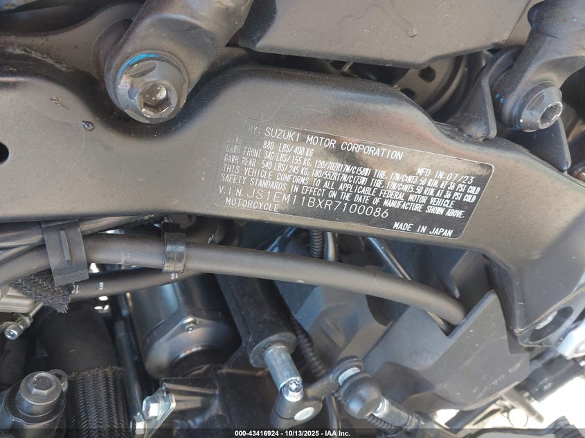 2024 Suzuki Gsx800 R VIN: JS1EM11BXR7100086 Lot: 43416924