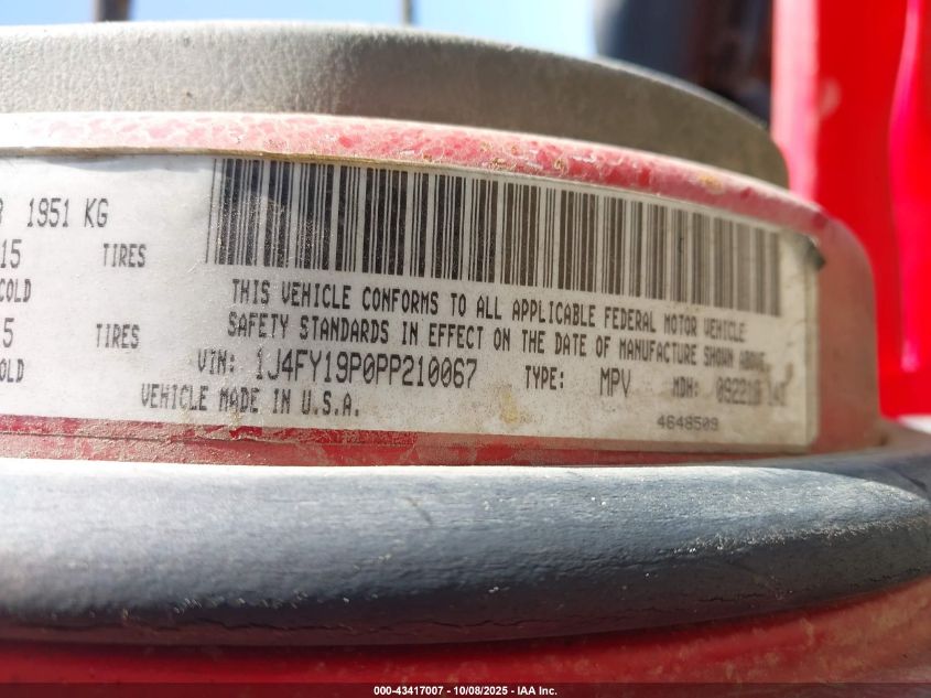 1993 Jeep Wrangler / Yj S VIN: 1J4FY19P0PP210067 Lot: 43417007