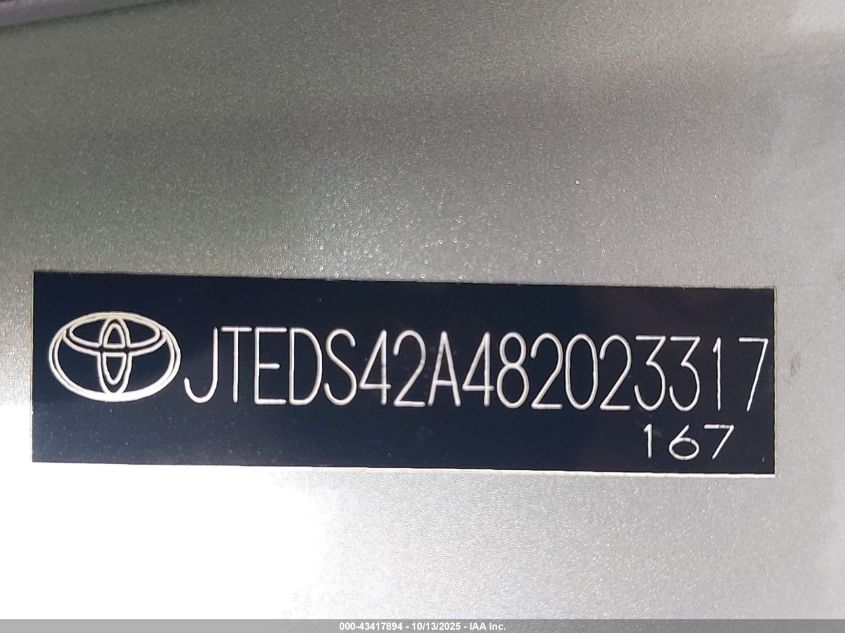 2008 Toyota Highlander Limited VIN: JTEDS42A482023317 Lot: 43417894