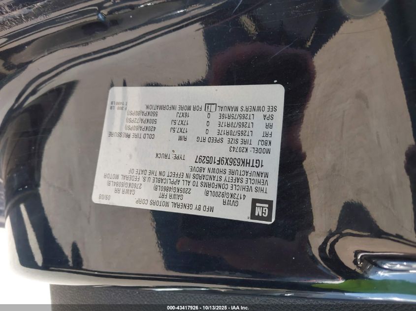 2009 GMC Sierra 2500Hd Slt VIN: 1GTHK636X9F105297 Lot: 43417926