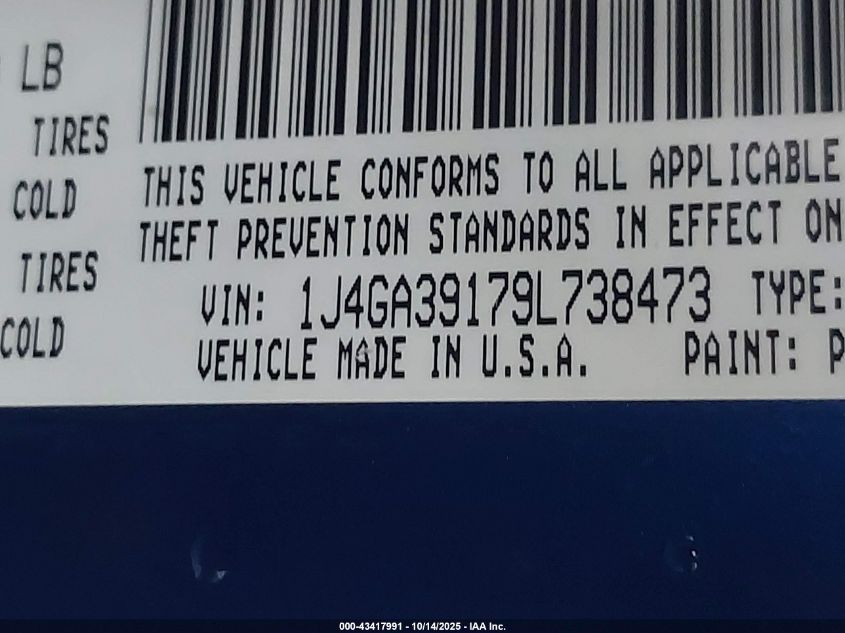 2009 Jeep Wrangler Unlimited X VIN: 1J4GA39179L738473 Lot: 43417991