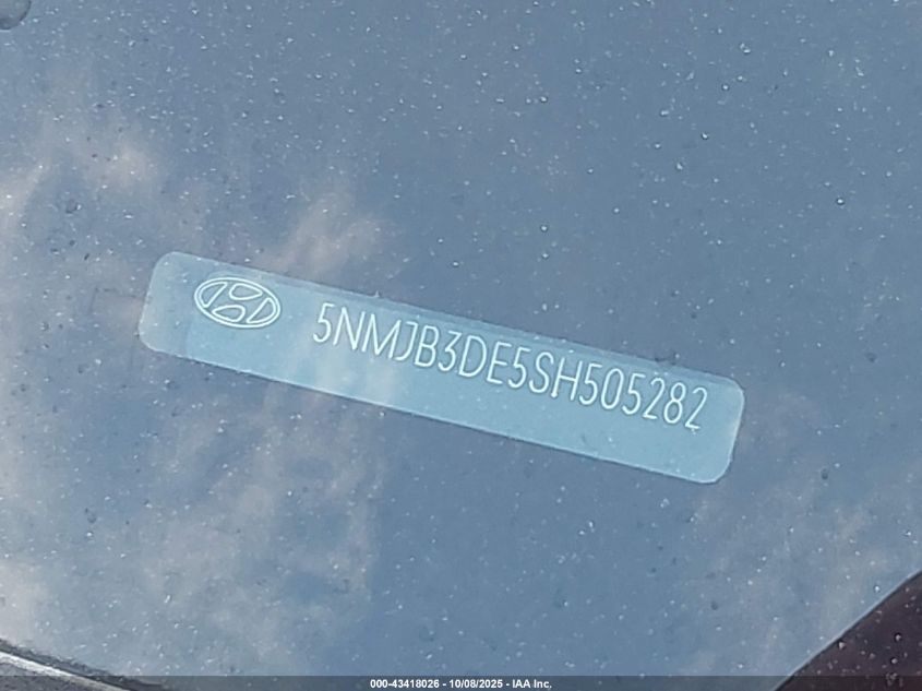 2025 Hyundai Tucson Sel VIN: 5NMJB3DE5SH505282 Lot: 43418026