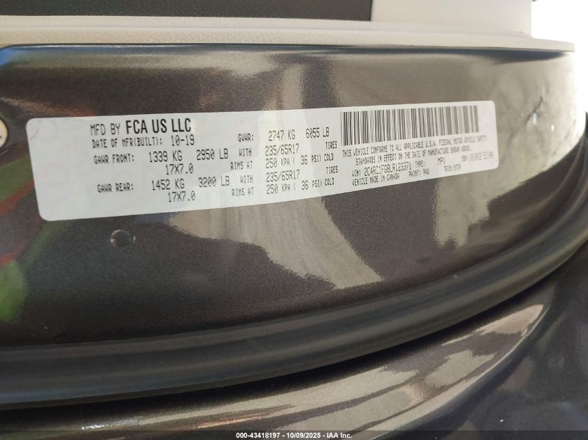 2020 Chrysler Pacifica Touring VIN: 2C4RC1FG8LR123371 Lot: 43418197