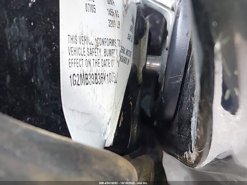 2006 Pontiac Solstice VIN: 1G2MB33B36Y100523 Lot: 43418252