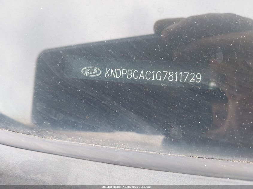 2016 Kia Sportage Lx VIN: KNDPBCAC1G7811729 Lot: 43418688