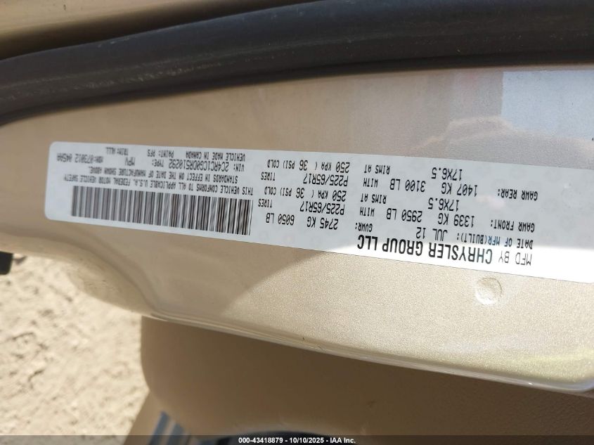 2013 Chrysler Town & Country Touring-L VIN: 2C4RC1CG0DR510292 Lot: 43418879