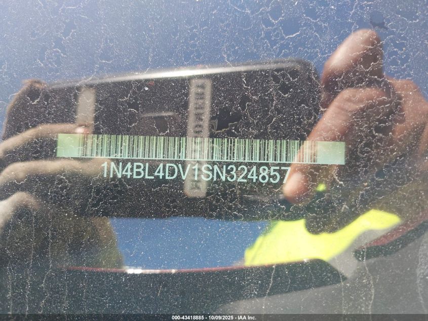2025 Nissan Altima Sv Fwd VIN: 1N4BL4DV1SN324857 Lot: 43418885