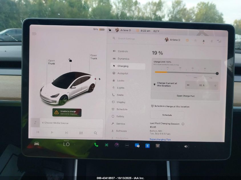 2019 Tesla Model 3 Long Range/Mid Range/Standard Range/Standard Range Plus VIN: 5YJ3E1EAXKF416664 Lot: 43418937