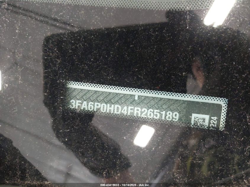 2015 Ford Fusion Se VIN: 3FA6P0HD4FR265189 Lot: 43419033