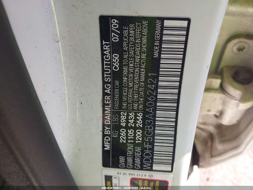 2010 Mercedes-Benz E-Class E 350 Luxury VIN: WDDHF5GB3AA062421 Lot: 43419093