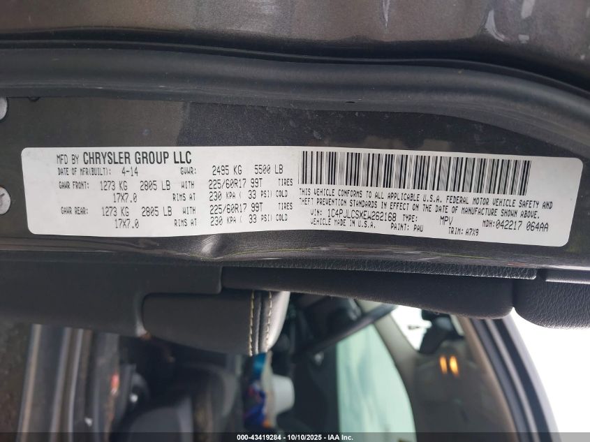 2014 Jeep Cherokee Latitude VIN: 1C4PJLCSXEW262168 Lot: 43419284