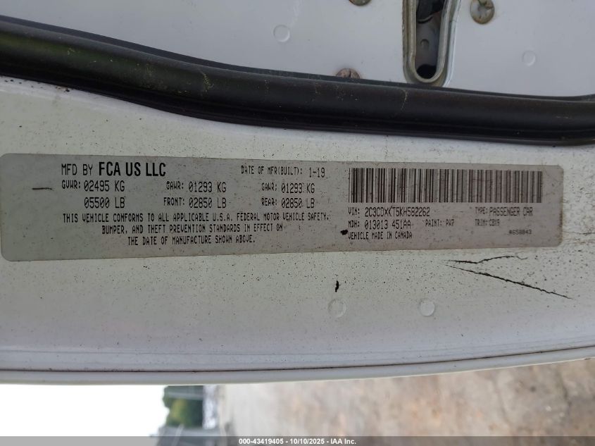 2019 Dodge Charger Police Awd VIN: 2C3CDXKT5KH582262 Lot: 43419405