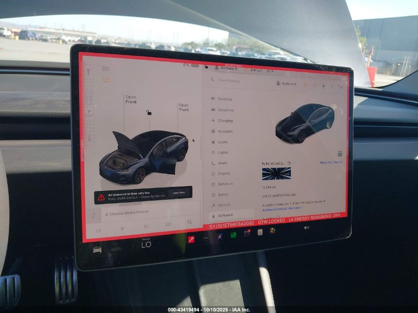 2024 Tesla Model 3 Performance All-Wheel Drive VIN: 5YJ3E1ET9RF842082 Lot: 43419494