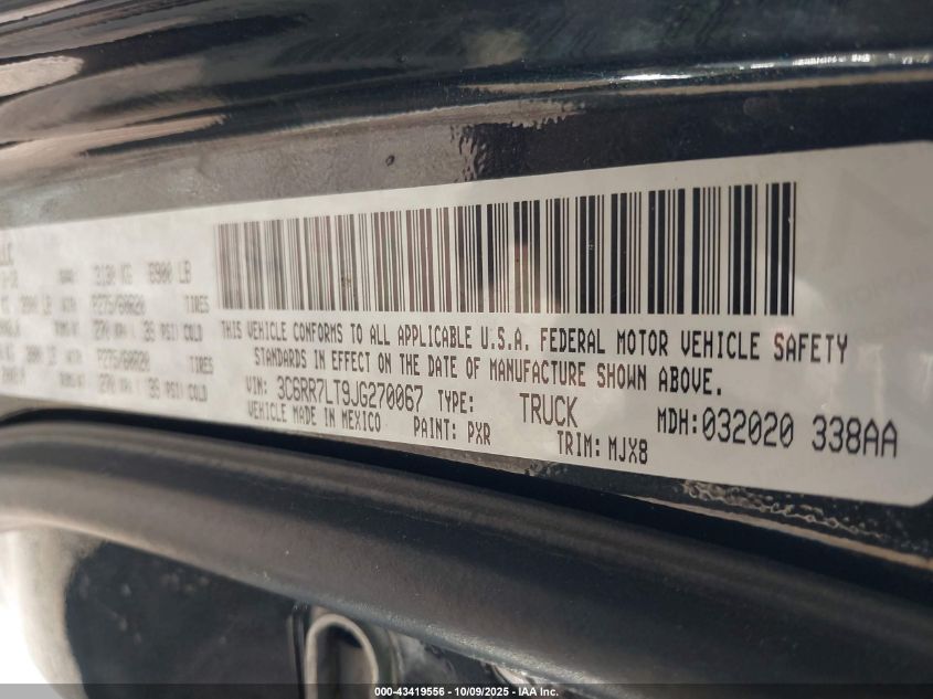 2018 Ram 1500 Big Horn 4X4 5'7 Box VIN: 3C6RR7LT9JG270067 Lot: 43419556