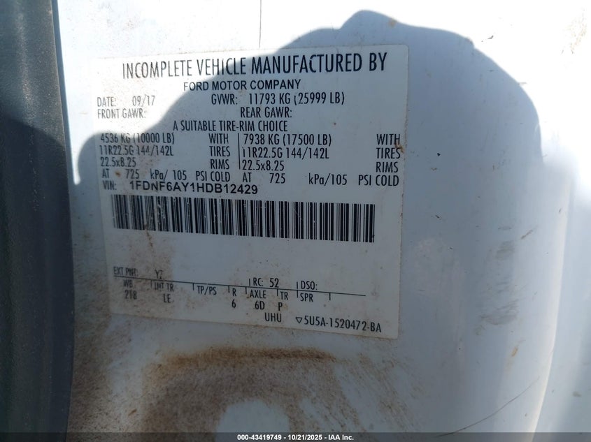 1FDNF6AY1HDB12429 2017 FORD  photo no. 8