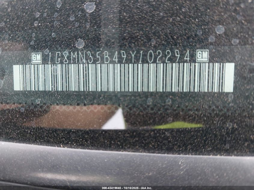 2009 Saturn Sky VIN: 1G8MN35B49Y102294 Lot: 43419840