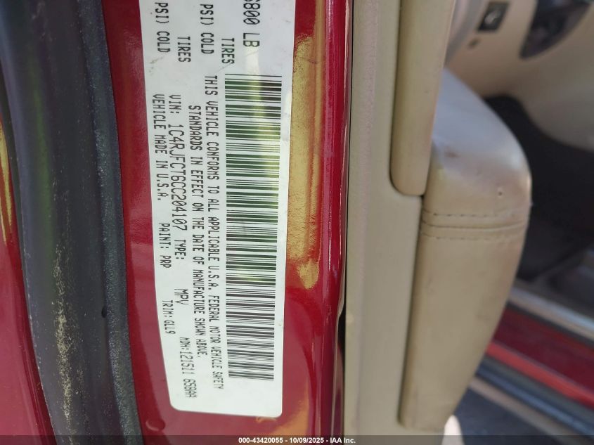 2012 Jeep Grand Cherokee Overland VIN: 1C4RJFCT6CC204107 Lot: 43420055