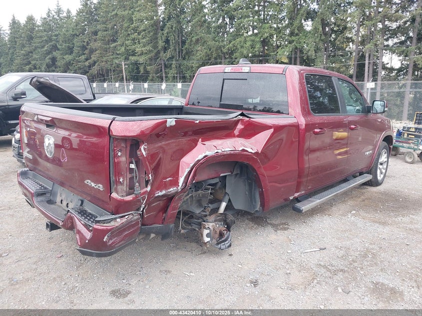 2019 Ram 1500 5.7 Laramie 4x4 6'4 Box Red Lot 111043420410 Vin 1C6SRFRT8KN610501