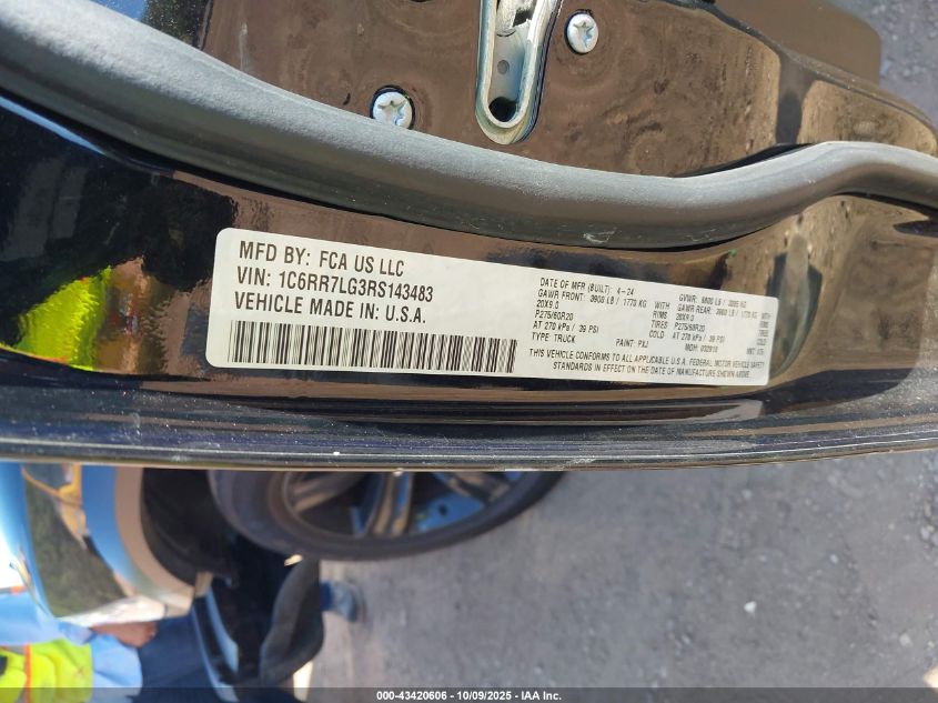 2024 Ram 1500 Classic Warlock 4X4 5'7 Box VIN: 1C6RR7LG3RS143483 Lot: 43420606