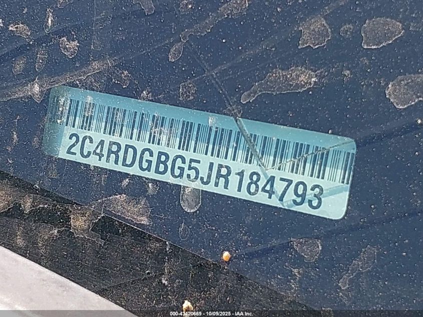 2018 Dodge Grand Caravan Se VIN: 2C4RDGBG5JR184793 Lot: 43420669