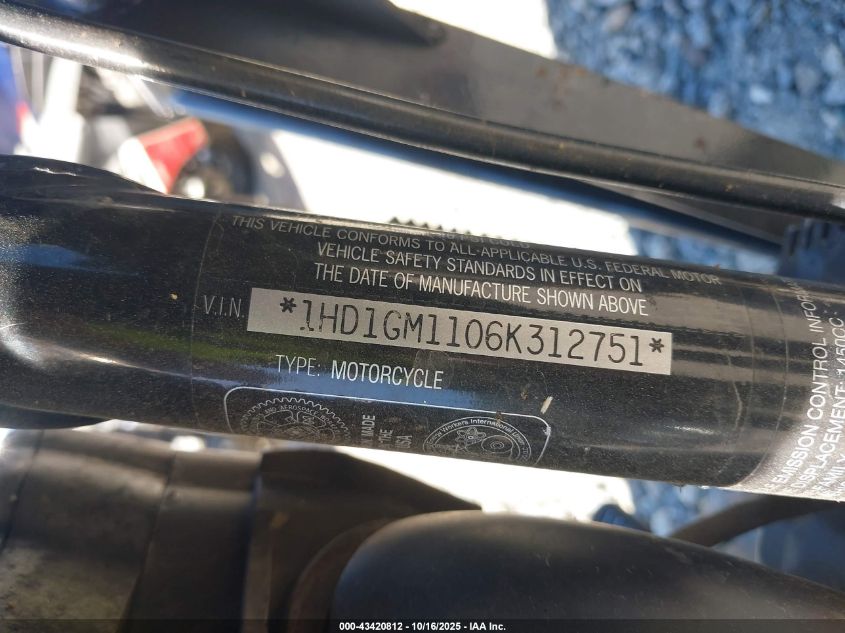 2006 Harley-Davidson Fxdi VIN: 1HD1GM1106K312751 Lot: 43420812