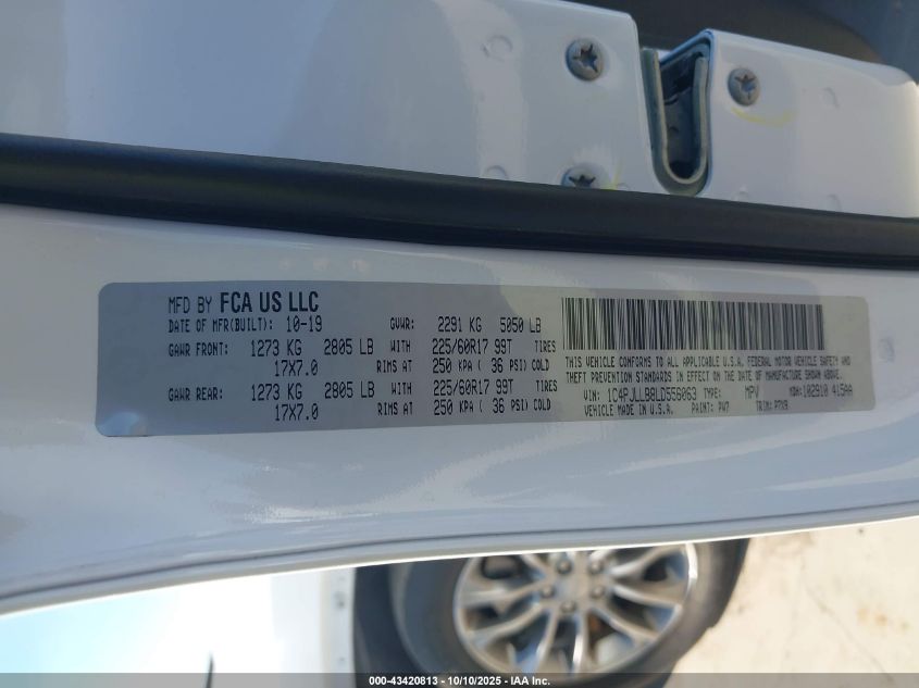 2020 Jeep Cherokee Latitude Plus Fwd VIN: 1C4PJLLB8LD556063 Lot: 43420813